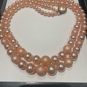 Stunning Peachy Pink Pearl Necklace